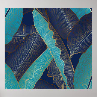 Poster Ouro Banana Leaf: Padrão De Luxo.