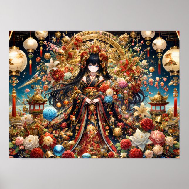 Poster Ouro Bloom Empress ornamentado ouro trone (Frente)