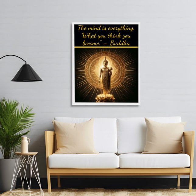 Poster Ouro Buda em uma pose de meditação de lótus (Criador carregado)
