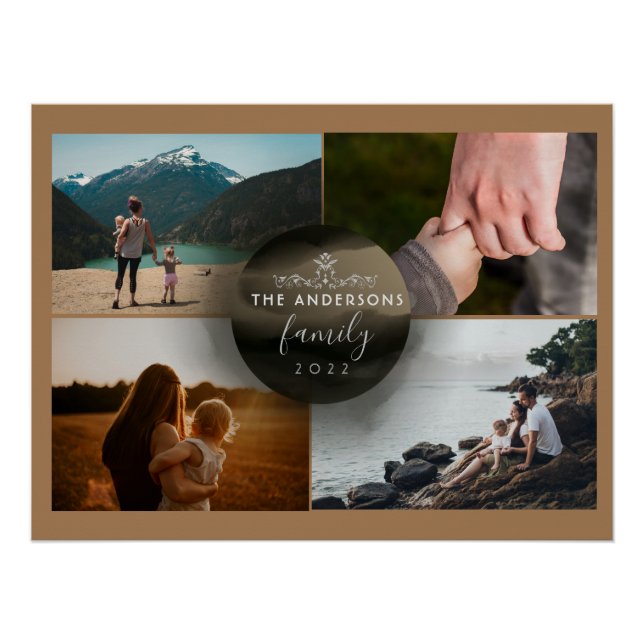 Pôster Ouro Castanho Moderno Ornamental 4 Fotografias (Frente)