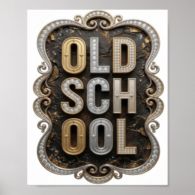 Poster Ouro Clássico Design Ousado OLD SCHOOL (Frente)