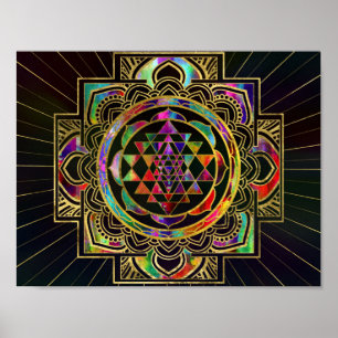 Poster Ouro colorido Sri quadro Yantra Sri Chakra