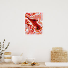 Poster Ouro Coral Abstrato Arte Fluida em Mármore