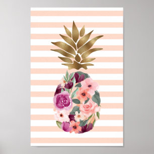 Poster Ouro de Aquarela Floral Chic
