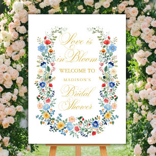 Poster Ouro de flores selvagens Chá de panela bem-vindo