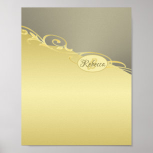 Poster Ouro de luxo decorativo em ouro e prata, monograma