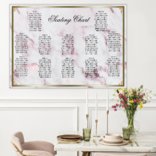 Poster Ouro de Mármore Rosa Pearls Sentado de Casamento