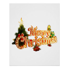 Pôster Ouro de Natal Sparkle - Árvore Festiva