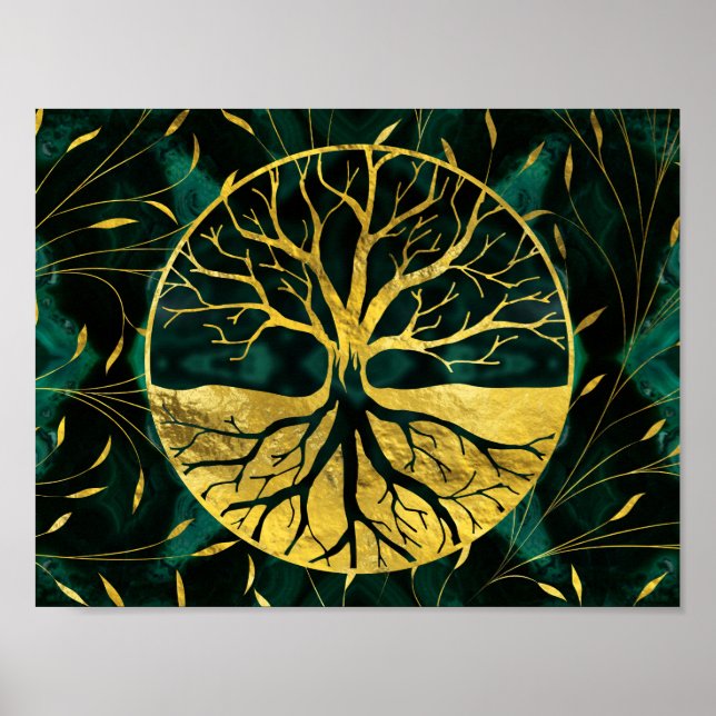 Pôster Ouro de Yggdrasil em Malachite (Frente)