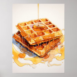 Poster Ouro Delight: Escovando Waffles do Xarope