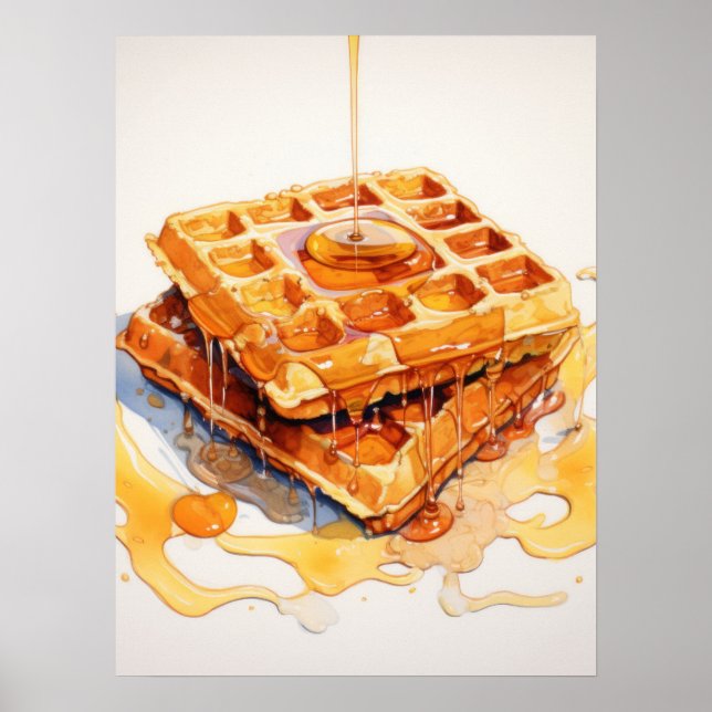 Poster Ouro Delight: Escovando Waffles do Xarope (Frente)