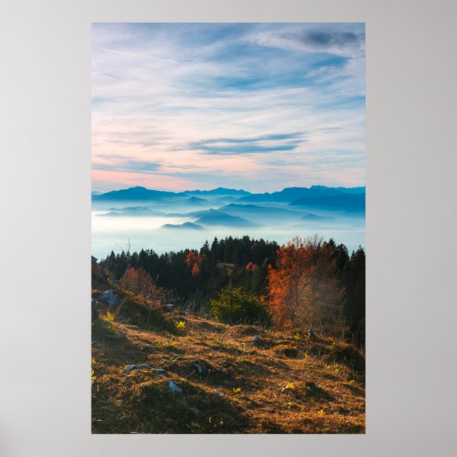 Poster Ouro do outono acima das nuvens (Frente)