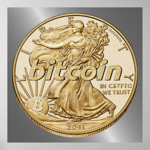 Pôster Ouro Dólar Bitmoney Cryptocurrency HODL Engraçado