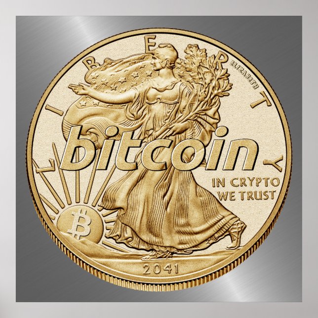 Pôster Ouro Dólar Bitmoney Cryptocurrency HODL Engraçado (Frente)