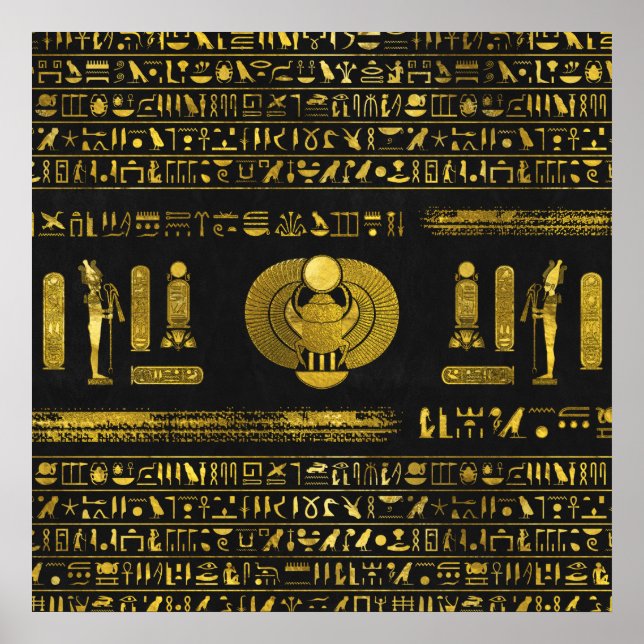 Poster Ouro egípcio de caranguejo em couro preto (Frente)