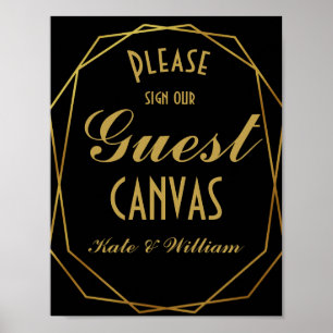 Poster Ouro elegante do art deco & canvas pretas do