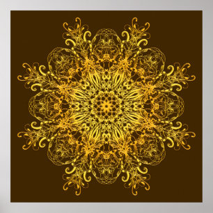 Poster ouro étnico mandala.