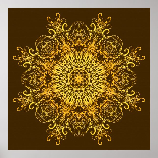 Poster Ouro étnico mandala. (Frente)