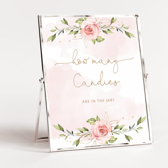 Poster Ouro floral cor-de-rosa brilhante adivinha quantas (Criador carregado)