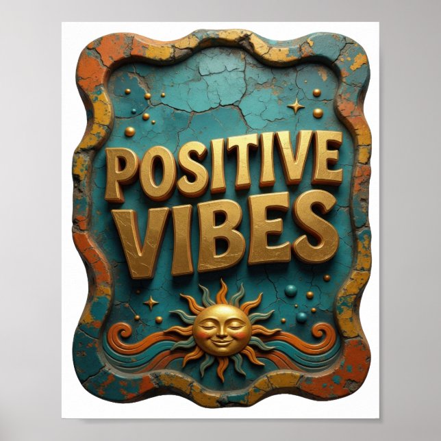 Poster Ouro Forte VIBRAÇÕES POSITIVAS (Frente)