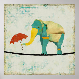 Pôster Ouro Graceful Elephant Art