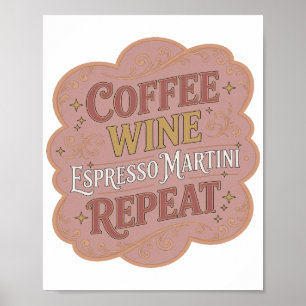 Poster Ouro Icônico CAFÉ VINHO ESPRESSO MARTINI REPITA