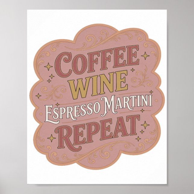 Poster Ouro Icônico CAFÉ VINHO ESPRESSO MARTINI REPITA (Frente)