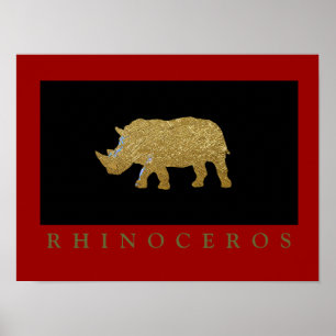 Pôster Ouro impresso para rinocerontes