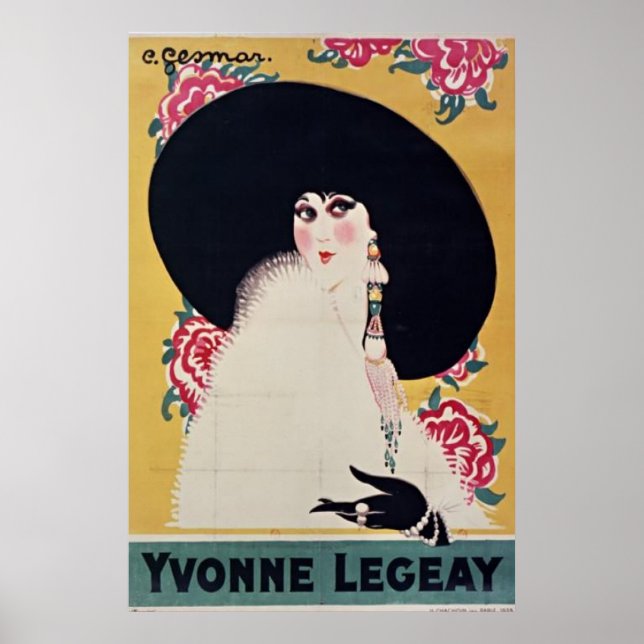 Pôster Ouro Jazz Age Yvonne Legeay por Gesmar (Frente)