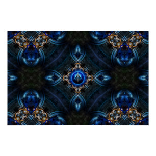 Pôster Ouro Kaleidoscópio Poster azul x75 perfeito