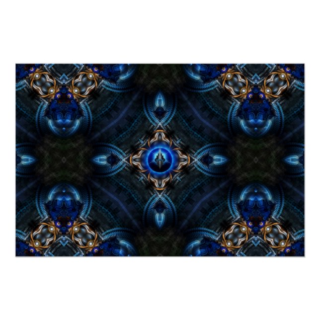 Pôster Ouro Kaleidoscópio Poster azul x75 perfeito (Frente)