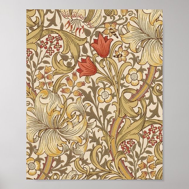 Poster Ouro Lily Pattern Versão 2 De William Morris (Frente)