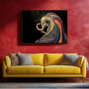 Poster Ouro Lord Ganesha Colorida Arco-Íris Dourado Negro