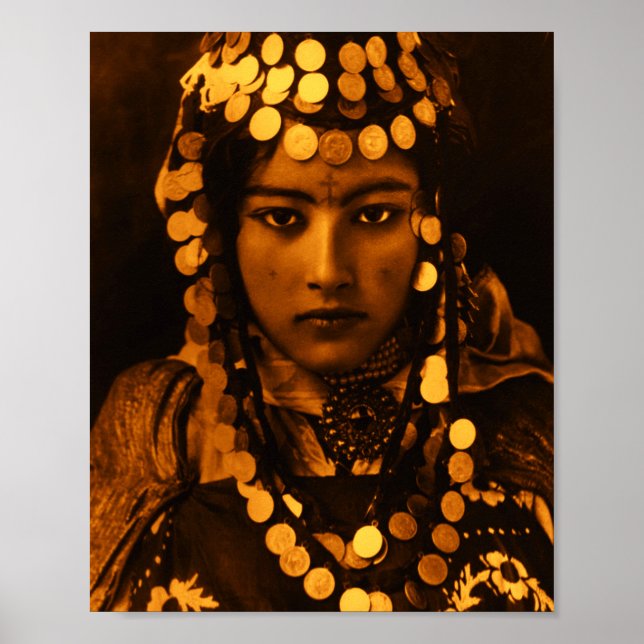 Poster Ouro Magrebe Ouled Naïl Berber Rapariga Mulher do  (Frente)