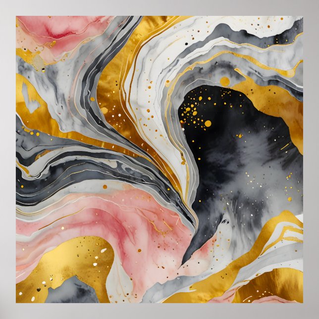 Poster Ouro Marble Whirls (Frente)