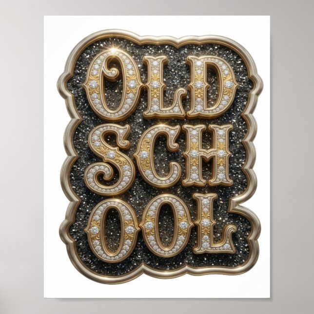 Poster Ouro Marcante Design Personalizado OLD SCHOOL (Frente)