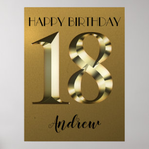 Poster Ouro metálico 18.º aniversário