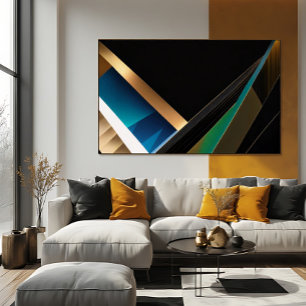 Poster Ouro Moderno Teal Abstrato Geométrico 3D