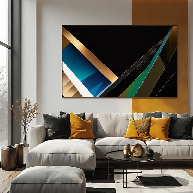 Poster Ouro Moderno Teal Abstrato Geométrico 3D (Criador carregado)