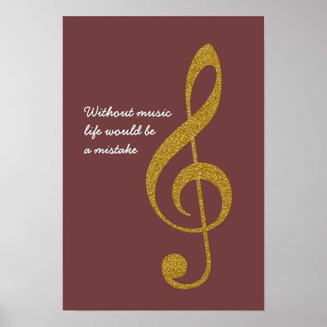 Pôster ouro musical trible g-clef (Frente)