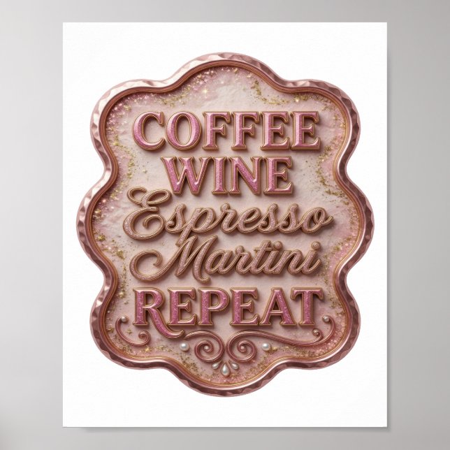 Poster Ouro Nítido CAFÉ VINHO ESPRESSO MARTINI REPITA (Frente)