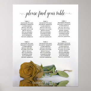 Poster Ouro Ochre Rosa 6 Gráfico de Casamento de Mesa