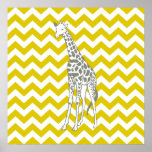 Poster Ouro Poppy Safari Chevron com Pop Art Giraffe<br><div class="desc">Padrão de Mod Chevron na paleta de cores Safari Moods de Emporio Moffa,  com girafa de pop de arte de um lado.</div>