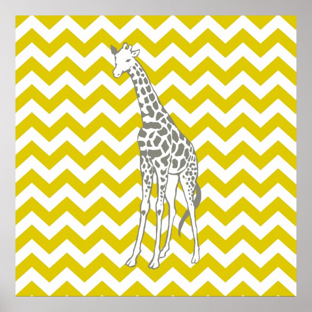 Poster Ouro Poppy Safari Chevron com Pop Art Giraffe (Frente)