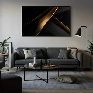 Poster Ouro Preto Abstrato Geométrico Luxuoso