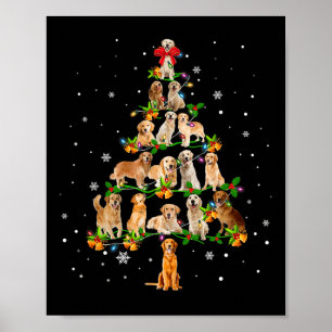 Poster Ouro Retriever Árvore de Natal Papais noeis Engraç
