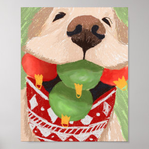 Poster Ouro Retriever Christmas Balls Engraçado