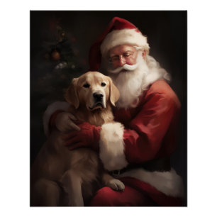 Pôster Ouro Retriever com Natal Clause