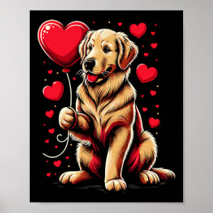 Poster Ouro Retriever Dog Dia de os namorados Proprietári