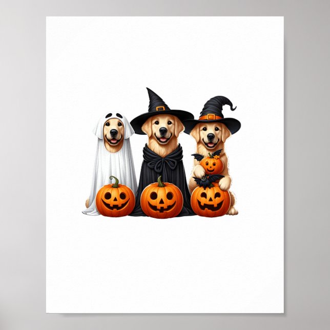 Poster Ouro Retriever Ghost Halloween Dog (Frente)